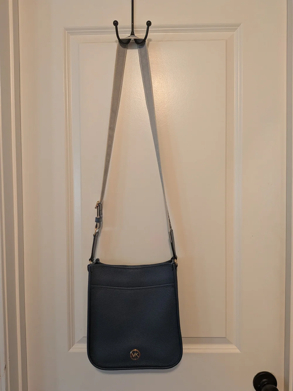 Michael Kors Blue Pebbled Leather Crossbody Bag